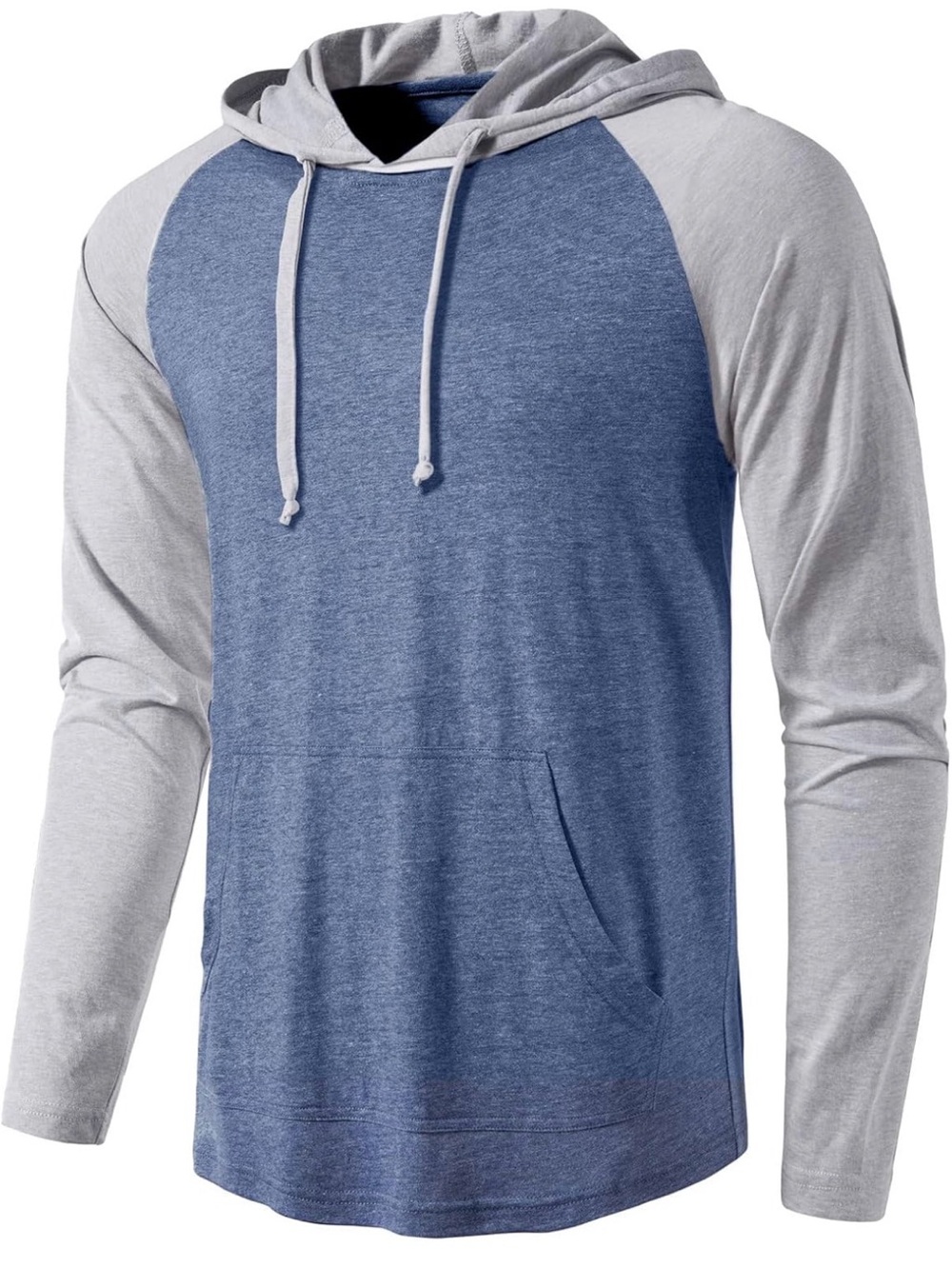 Men's Blue and Light Gray Raglan Hoodie